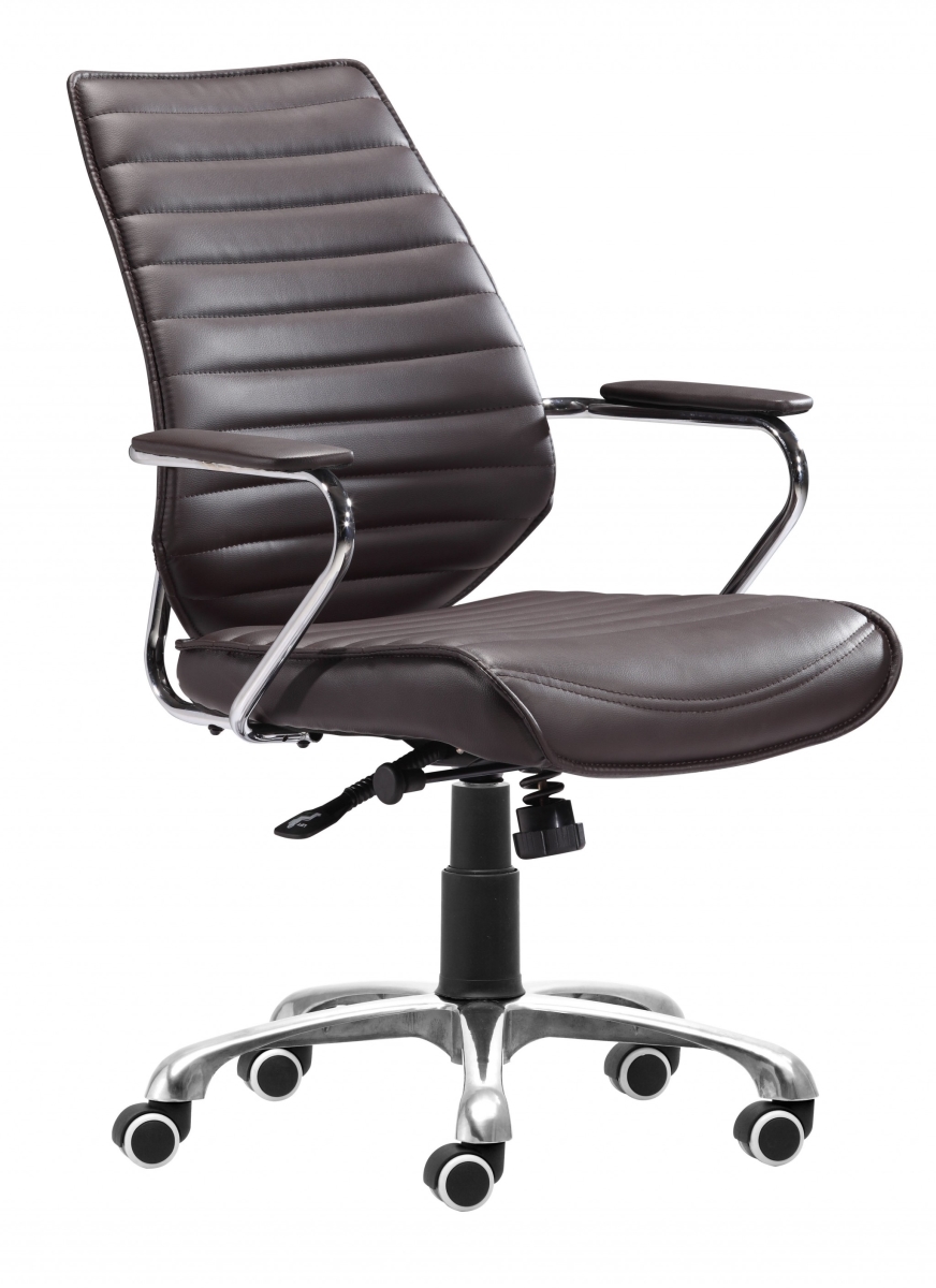 394968 95.3 x 63.5 x 59.7 in. Brown Faux Leather Executive Channel Back Rolling Office Chair -  HomeRoots