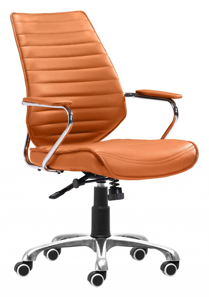 Faux Leather Modern Executive Channel Back Rolling Office Chair, Orange