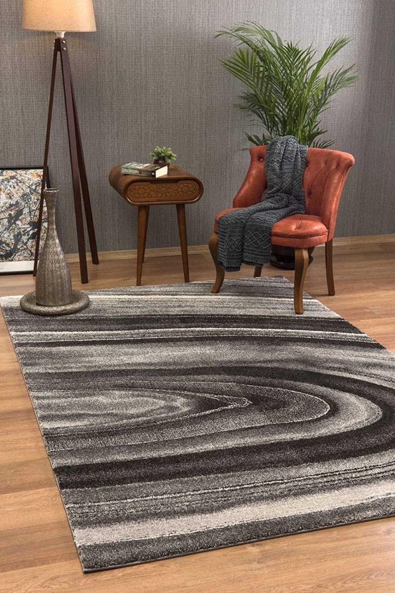 394986 5 x 8 ft. Dark Gray Abstract Illusional Area Rug
