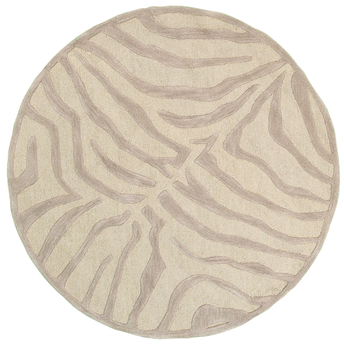 395616 5 ft. Round Taupe Zebra Pattern Area Rug