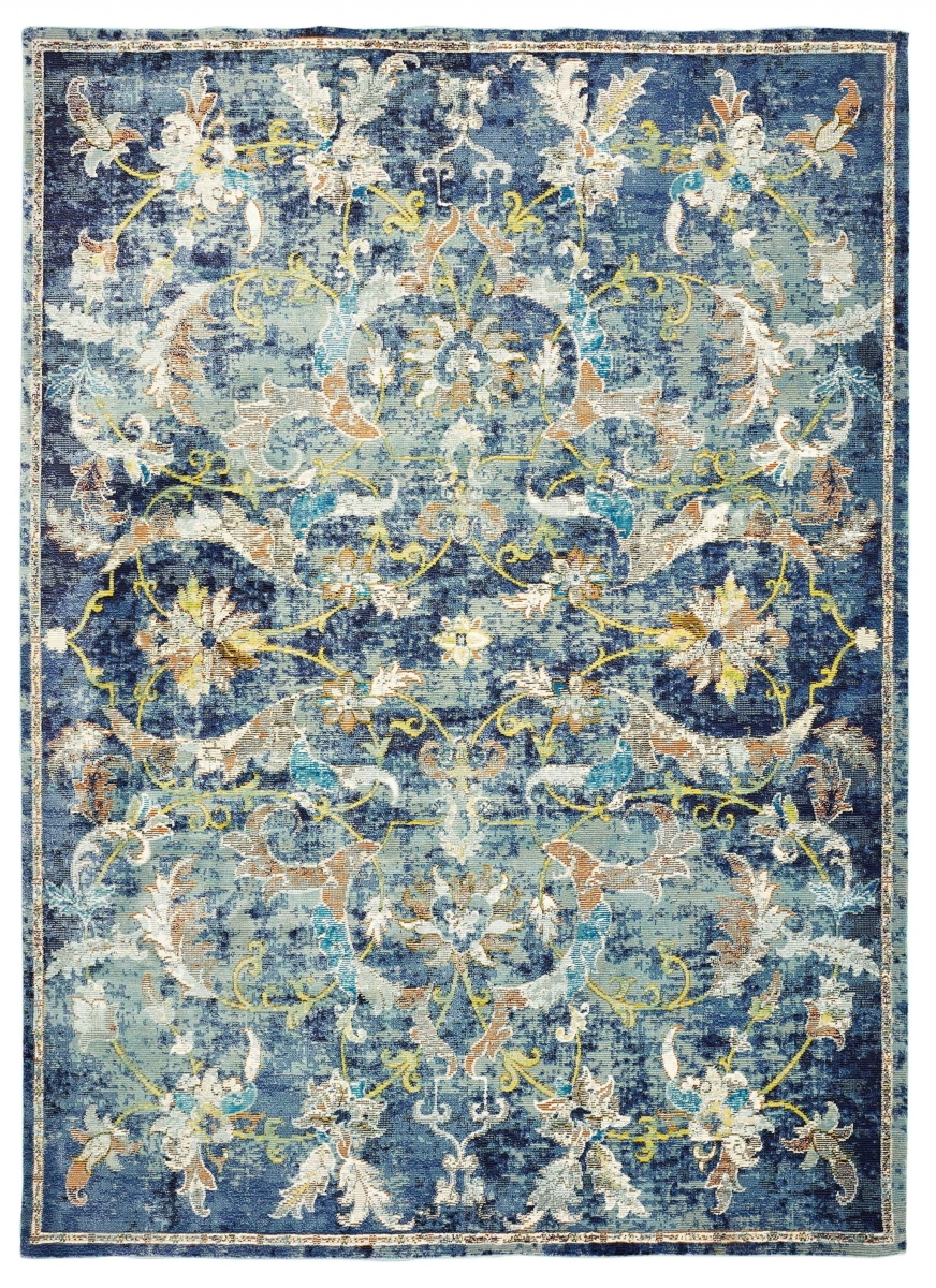 4 x 6 ft. Blue & White Jacobean Pattern Area Rug