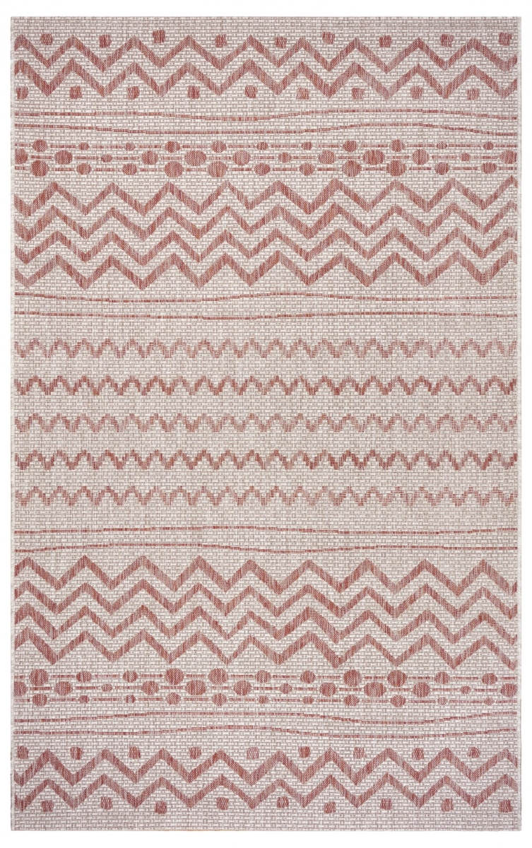5 x 8 ft. Beige & Red Zigzag Indoor & Outdoor Area Rug