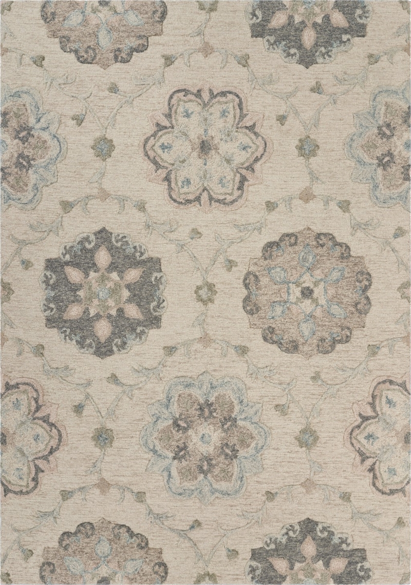 7 x 9 ft. Intricate Floral Rectangle Area Rug - Ivory