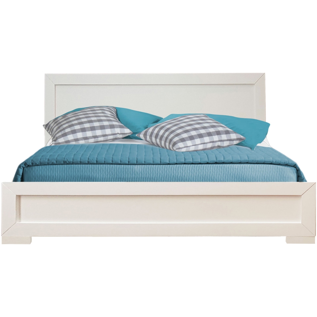 397078 Wood Platform Bed, White - King Size