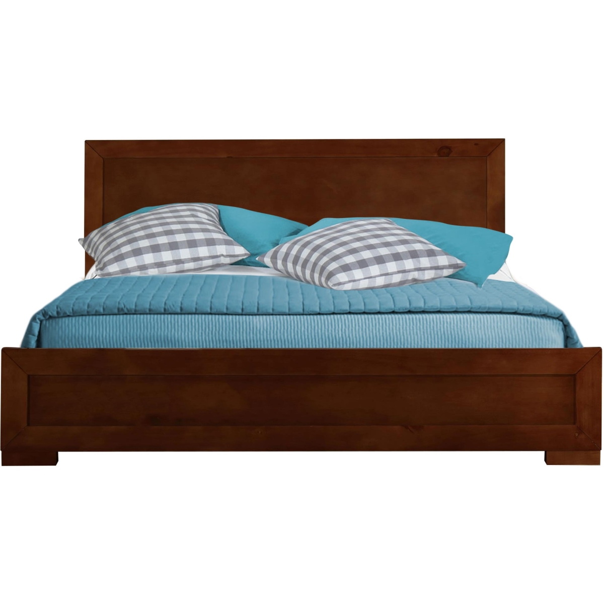 397081 Wood Platform Bed, Walnut - Queen Size