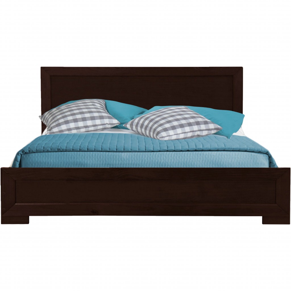 Wood Platform Bed, Espresso - Queen Size