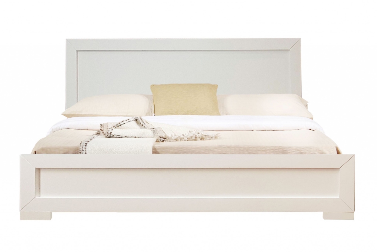 Wood Platform Bed, White - King Size