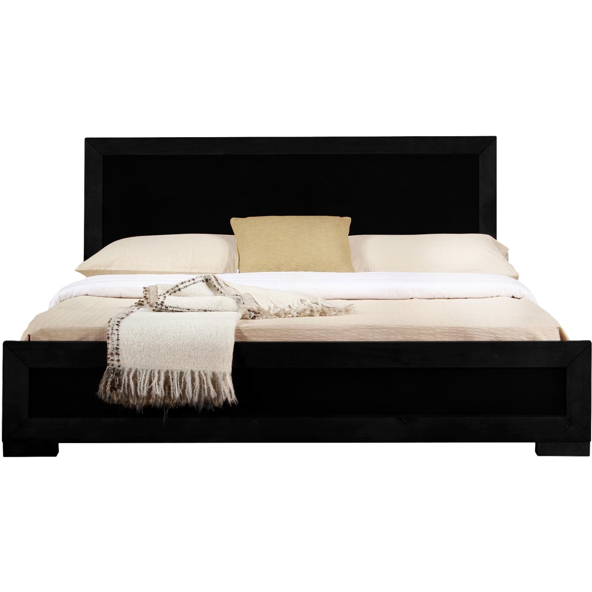 397114 Wood Platform Bed, Black - King Size