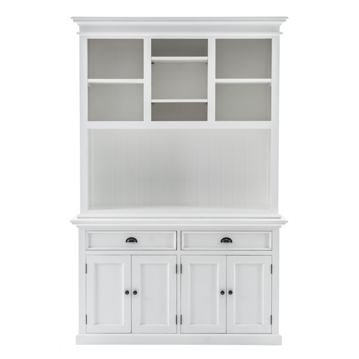 Picture of HomeRoots 397121 86.61 x 57.09 x 19.69 in. Classic White Buffet Hutch Unit with 2 Adjustable Shelves