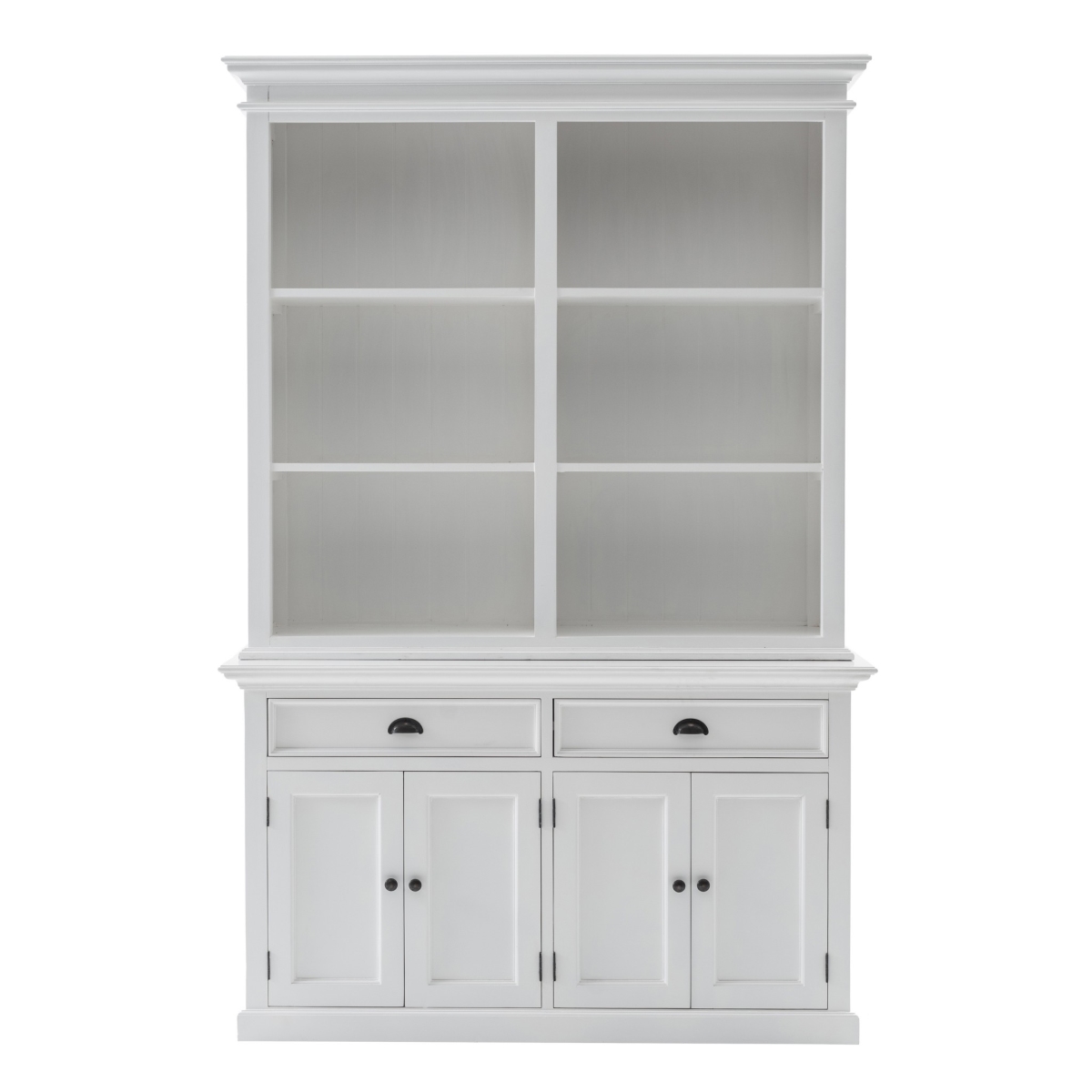 Picture of HomeRoots 397122 86.61 x 57.09 x 19.69 in. Classic White Buffet Hutch Unit with 6 Shelves