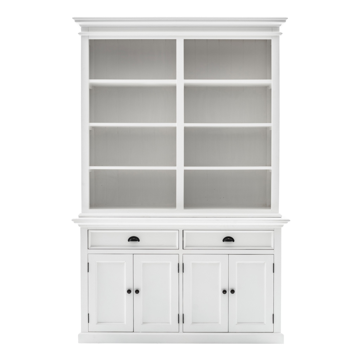 Picture of HomeRoots 397123 86.61 x 57.09 x 19.69 in. Classic White Buffet Hutch Unit with 8 Shelves
