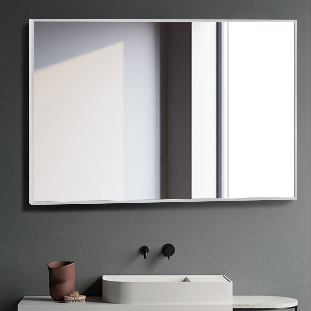 397153 Silver Rectangular Wall Mirror