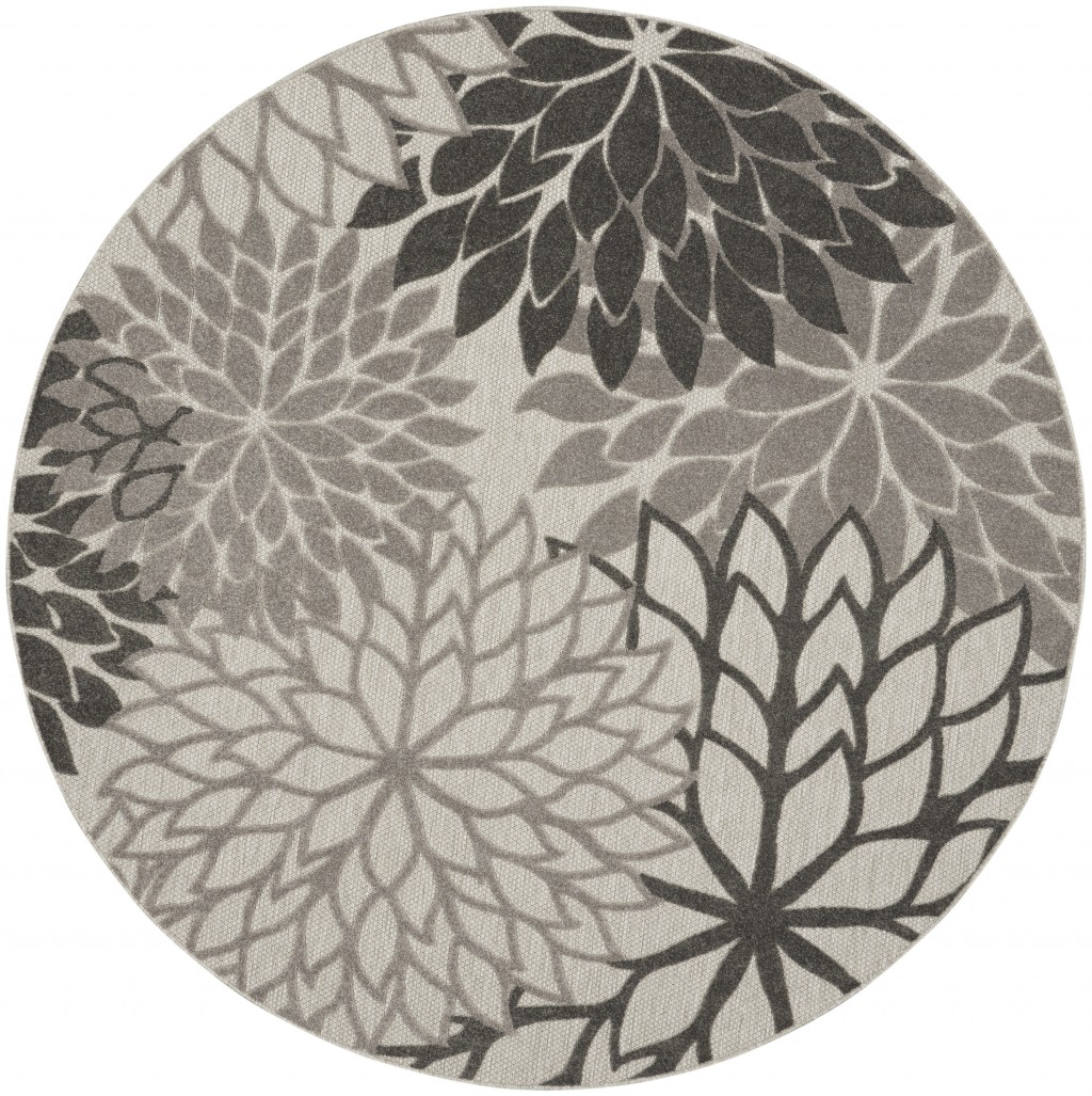 8 ft. Round Silver & Gray Indoor & Outdoor Area Rug
