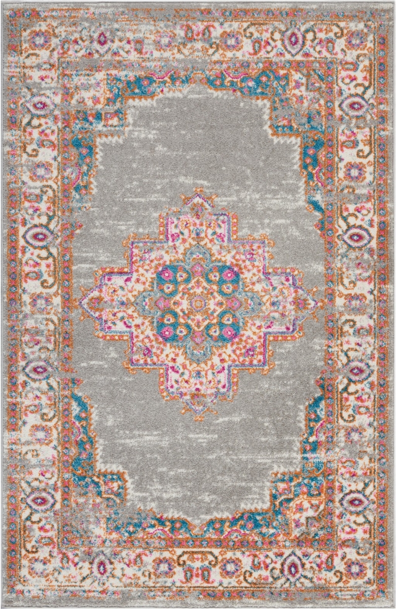 4 x 6 ft. Gray & Gold Medallion Area Rug