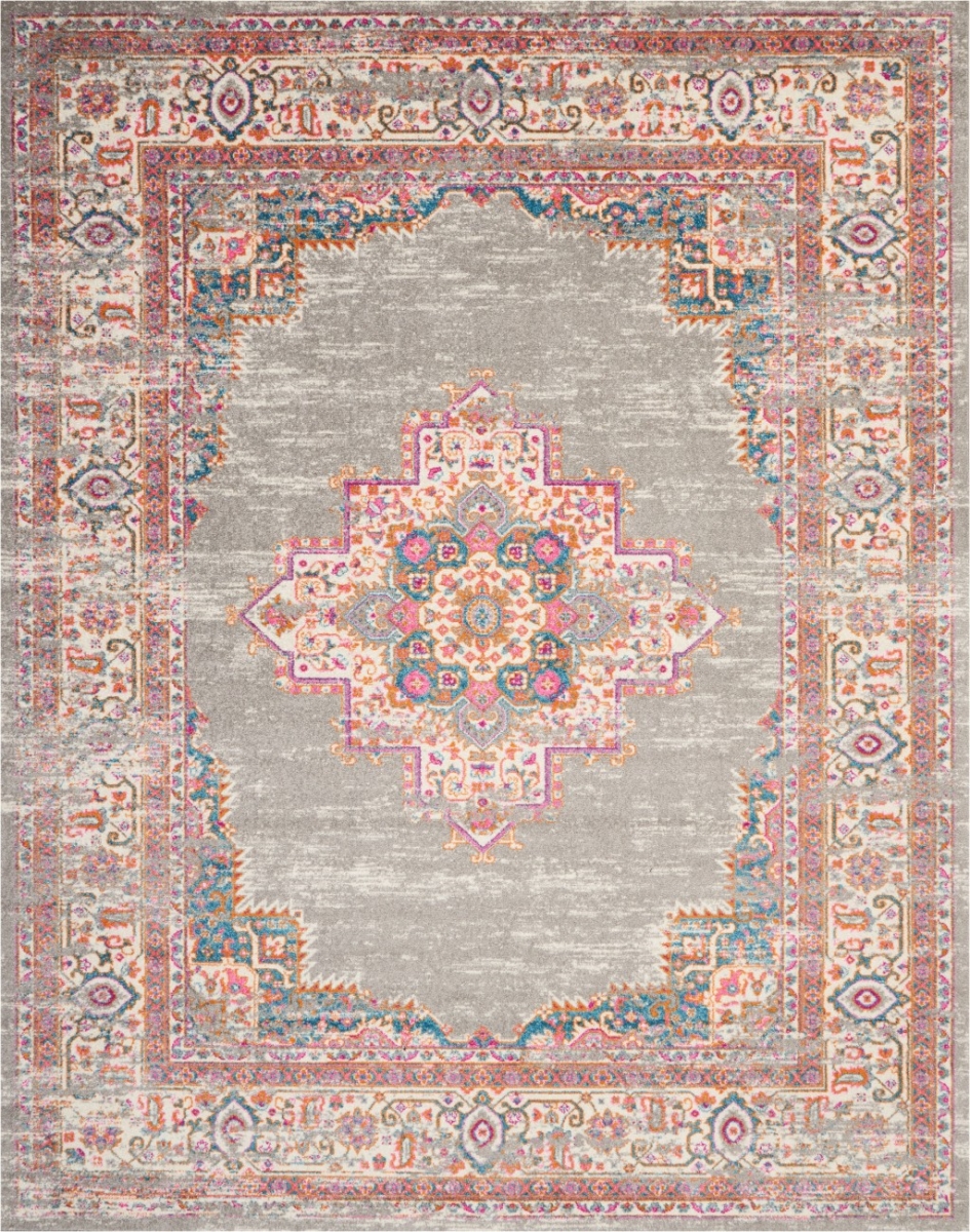 385318 8 x 10 ft. Gray & Gold Medallion Area Rug