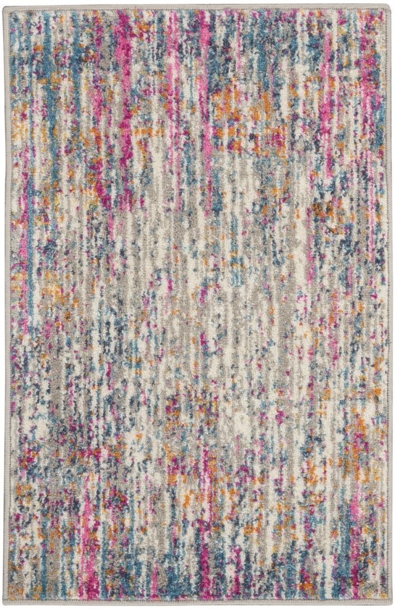 2 x 3 ft. Abstract Striations Scatter Rectangle Area Rug, Ivory & Multi Color