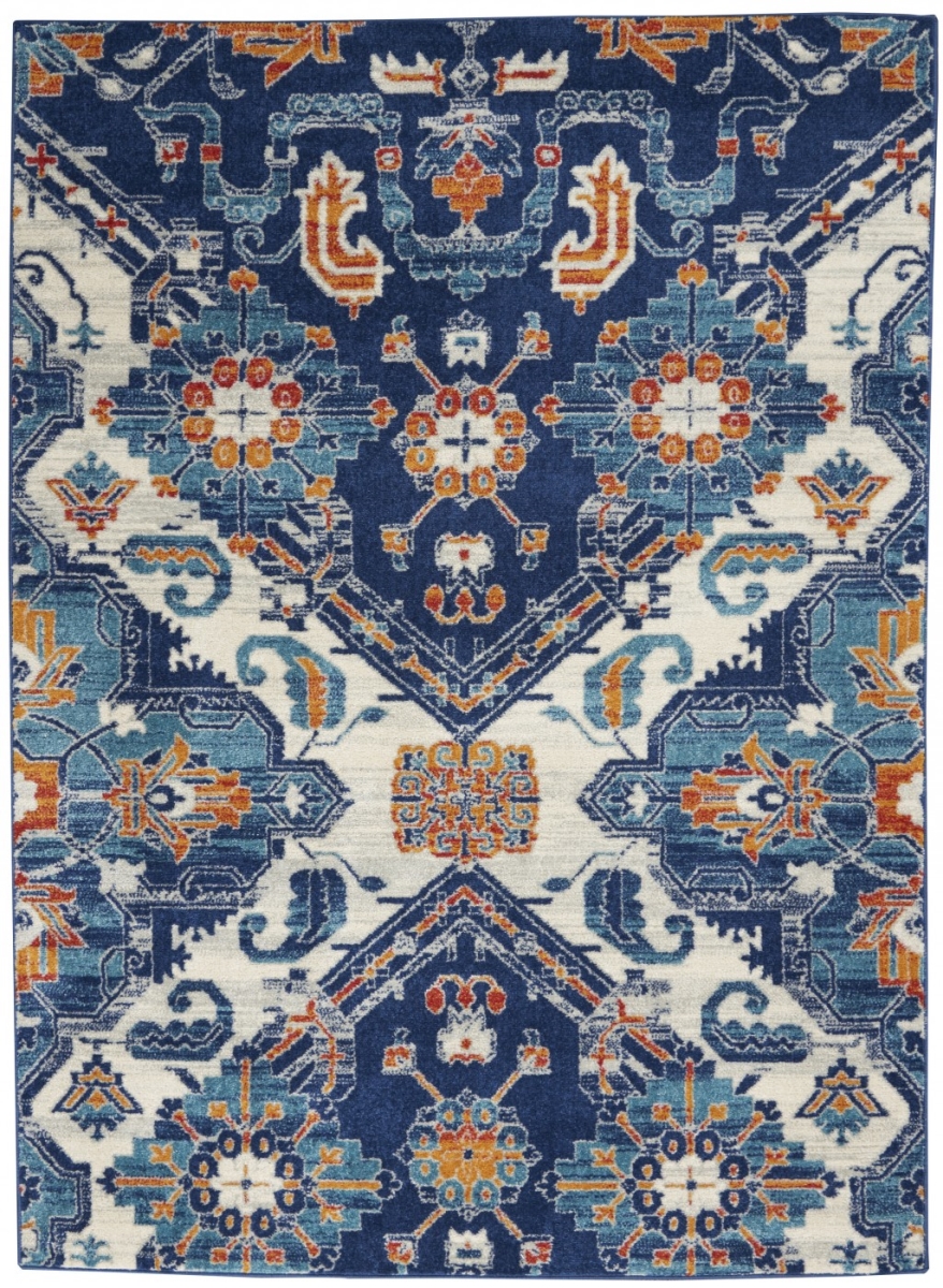 Picture of HomeRoots 385630 4 x 6 ft. Blue & Ivory Persian Patterns Area Rug