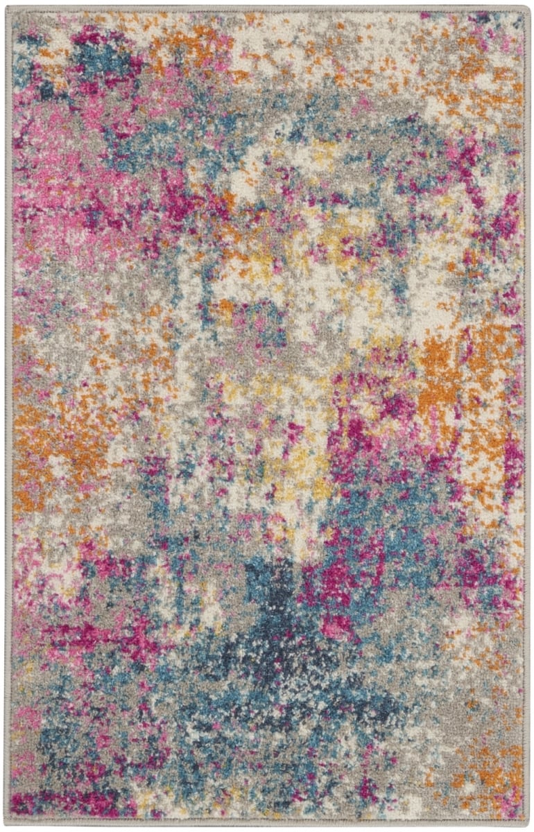 2 x 3 ft. Ivory & Multi Color Abstract Scatter Area Rug