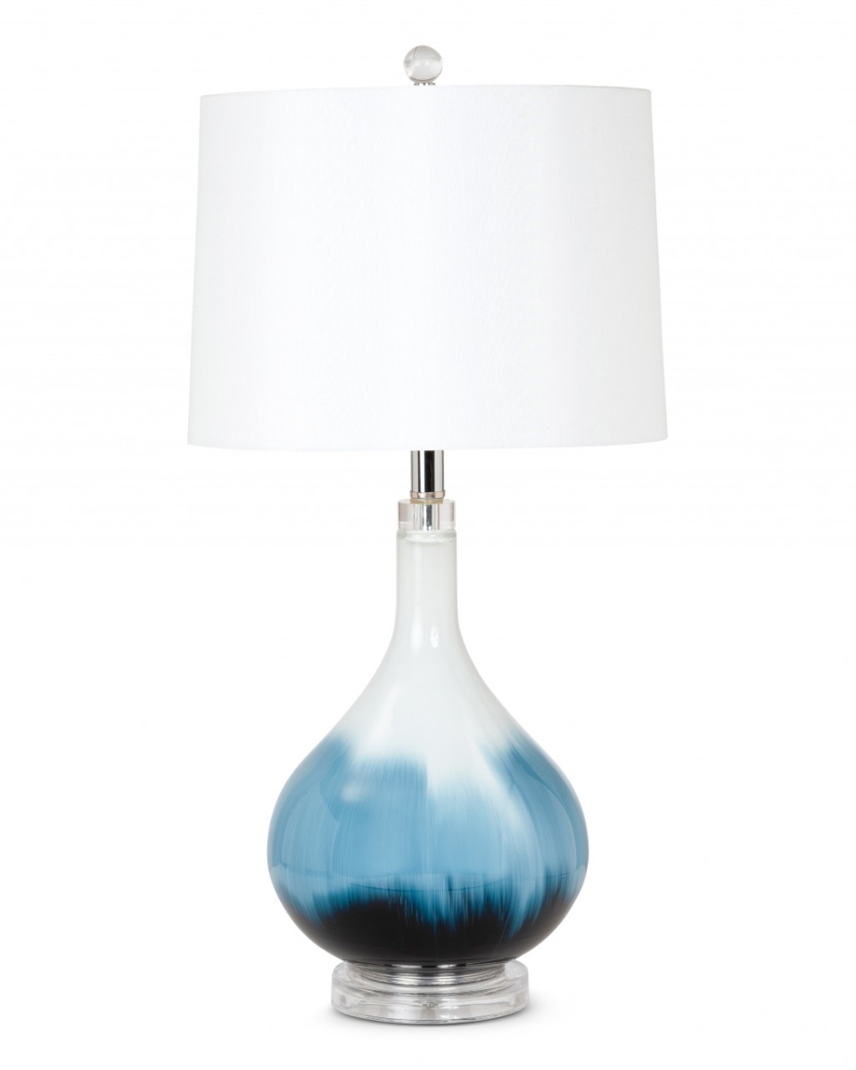 Picture of HomeRoots 388546 28.5 x 13 x 14 in. Ombre Blue & White Glass Table Lamps