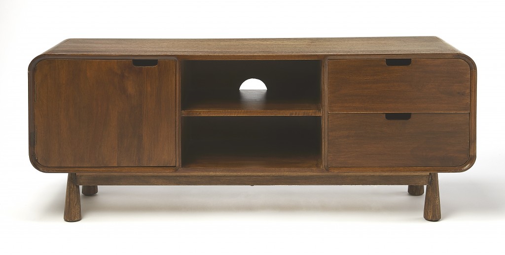 Picture of HomeRoots 389231 20 x 49.5 x 14 in. Drayton Medium Brown Modern Wood Entertainment Console