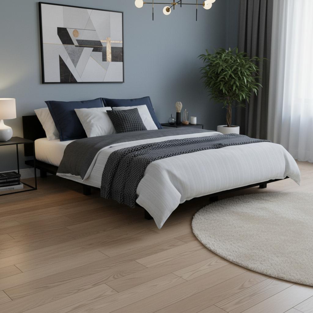 492005 Black Distressed Wood Twin Bed Frame