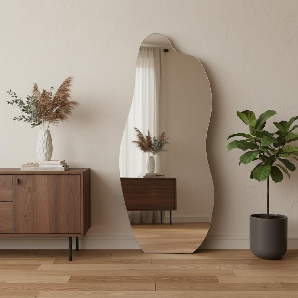 722881 71 in. Abstract Leaning & Freestanding Frameless Full Length Mirror