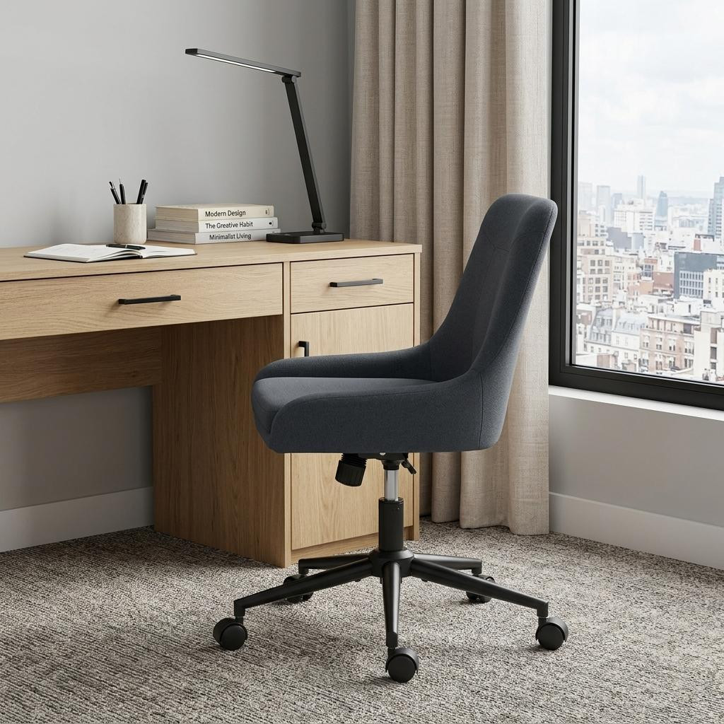 731426 Adjustable Height Swivel Rolling Office Chair, Brown, Dark Gray & Black