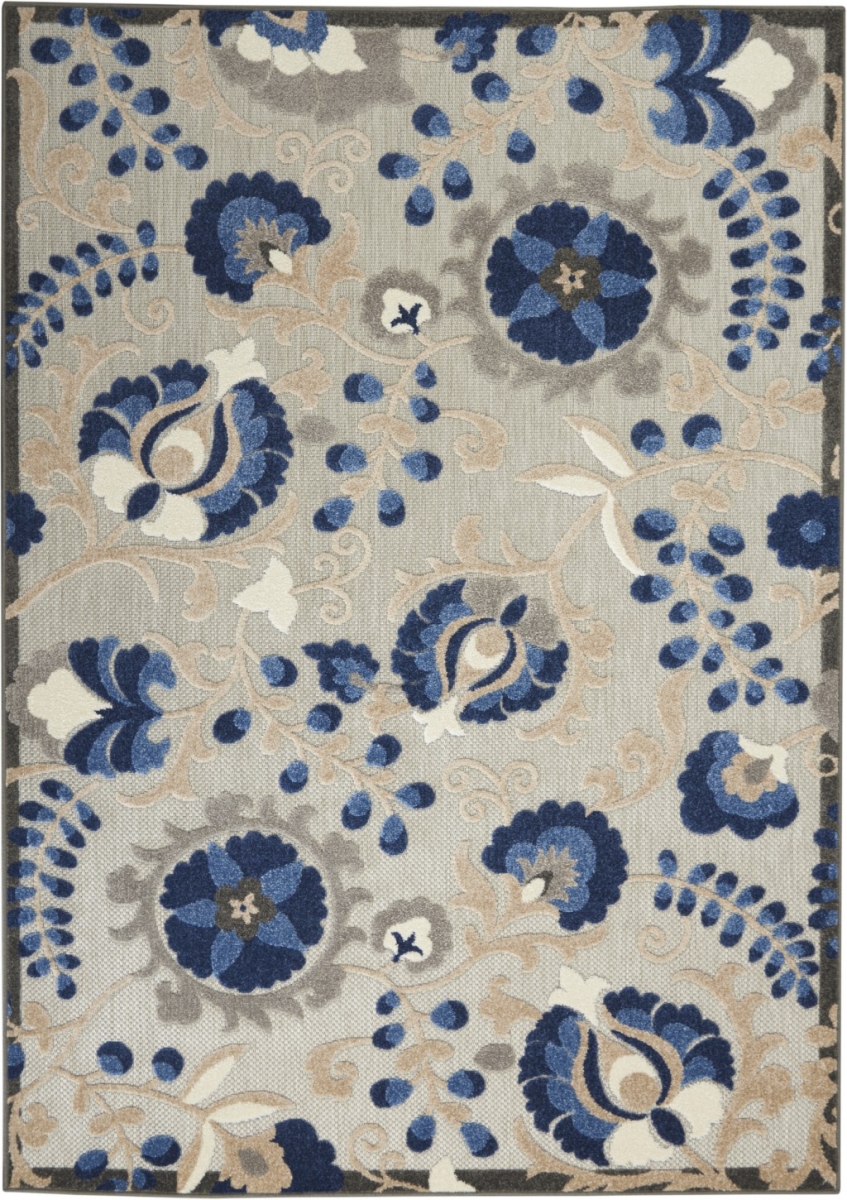 6 x 9 ft. Natural & Blue Indoor & Outdoor Area Rug