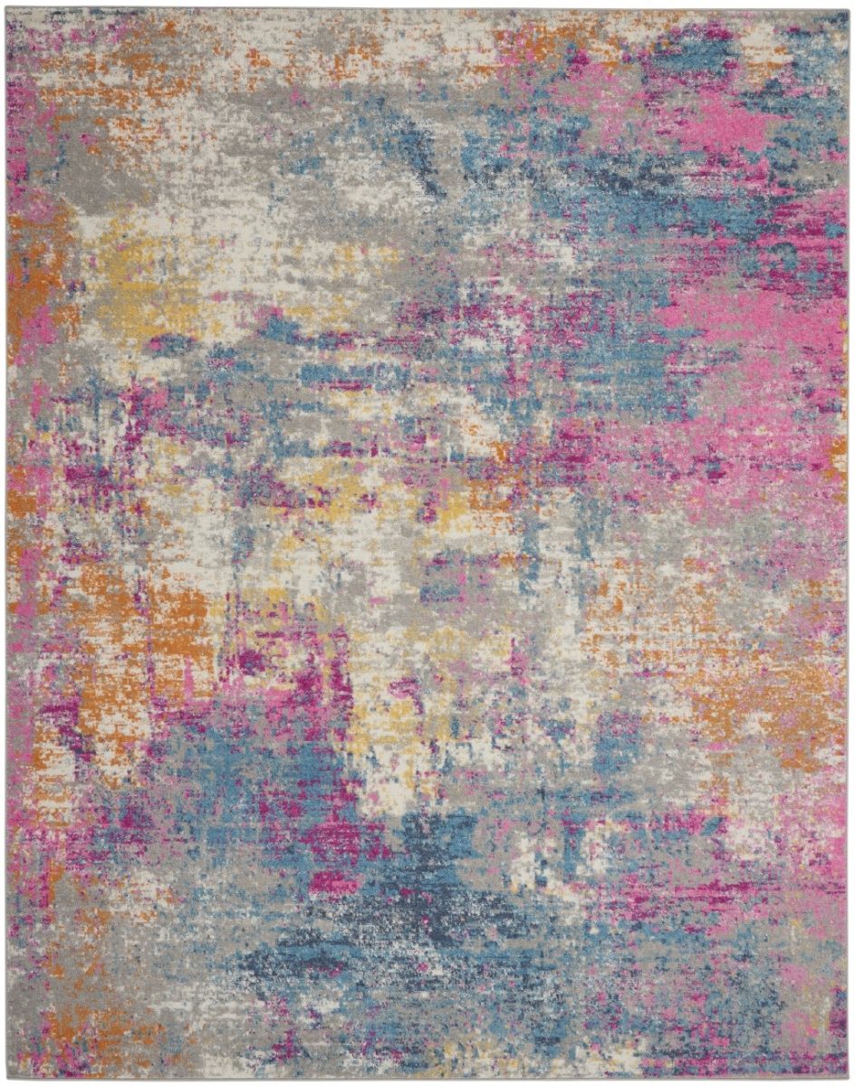 Abstract Rectangle Area Rug - Ivory & Multi Color - 7 x 10 in.