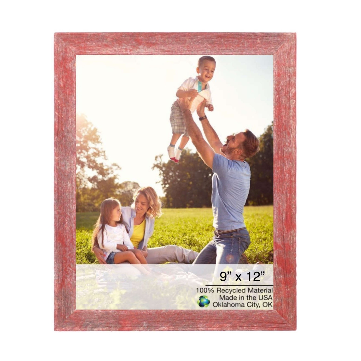 9 x 12 in. Rustic Farmhouse Red Wood Picture Frame