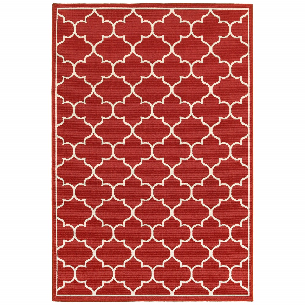 5 x 8 ft. Red & Ivory Trellis Indoor & Outdoor Area Rug