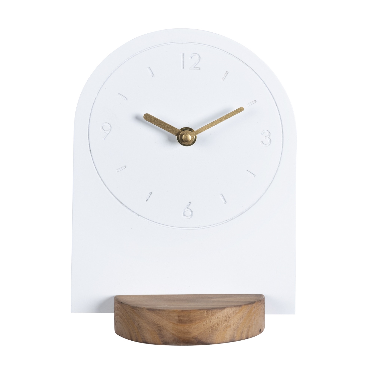 Picture of HomeRoots 389330 8.25 x 6 x 4 in. Sleek White Table or Desk Clock