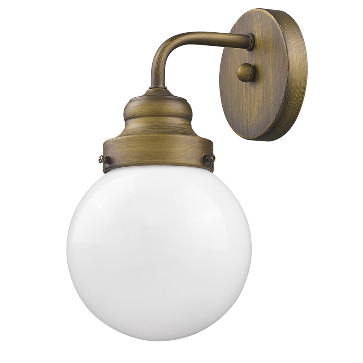 11 x 6 x 7 in. Portsmith 1-Light Raw Sconce with White Globe Shade