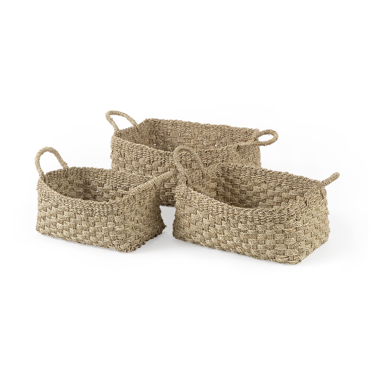 Picture of HomeRoots 392164 Brown Weaved Wicker Storage Baskets - Set of 3