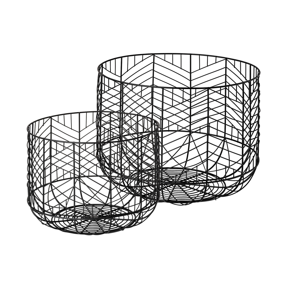 8.66 x 12 x 12 in. Black Metal Wire Chevron Bowls