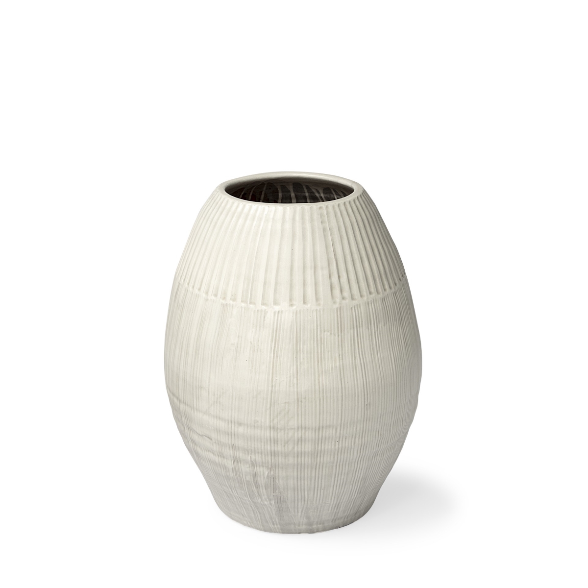 Picture of HomeRoots 392183 Petite Embossed Stripes Ceramic Vase, White