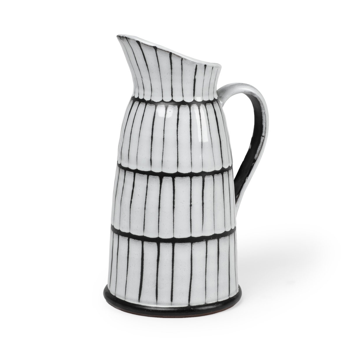 Picture of HomeRoots 392198 13 in. Artisan Glaze Ceramic Pitcher&#44; White & Black