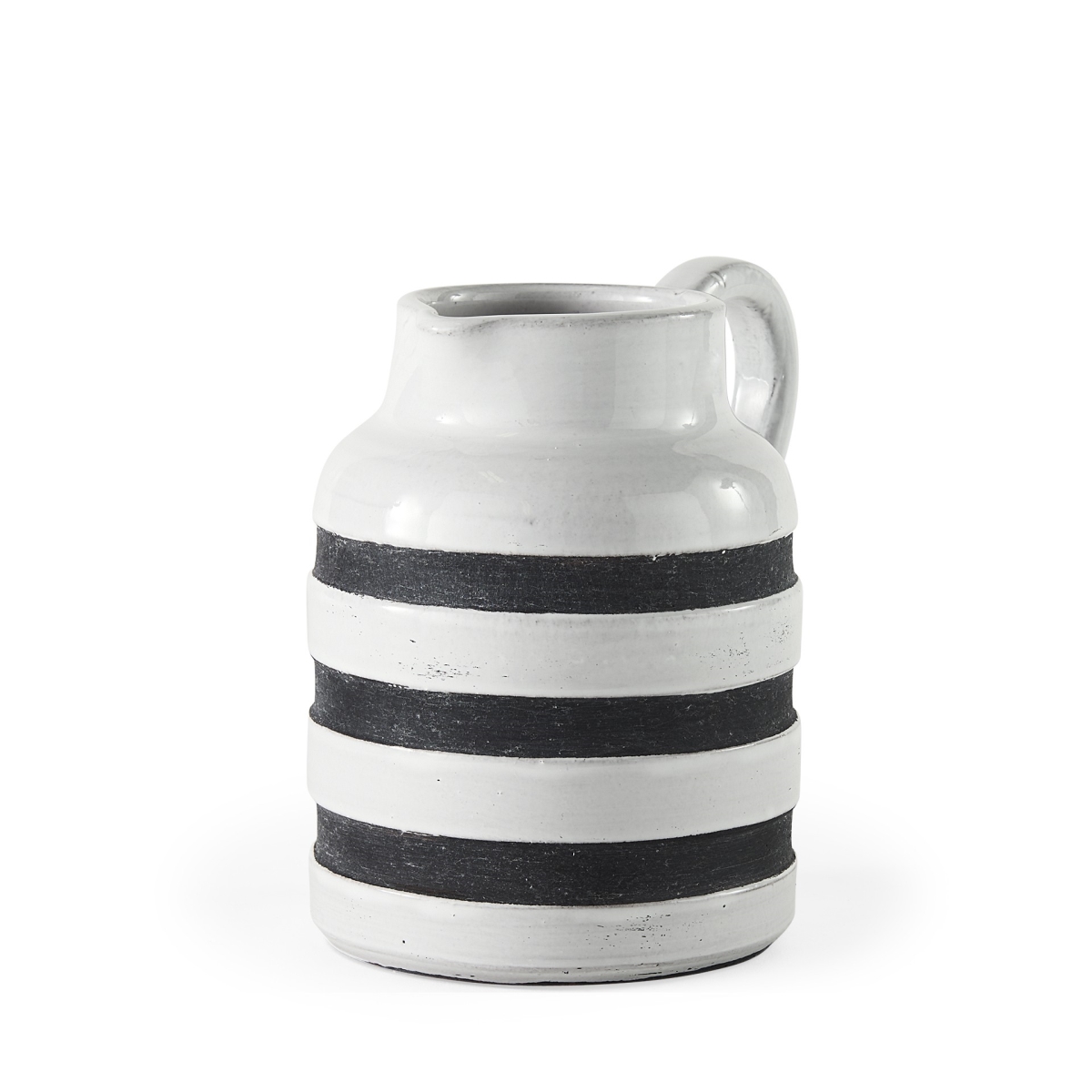Picture of HomeRoots 392202 7 in. Rustic Stripe Ceramic Jug&#44; White & Blue