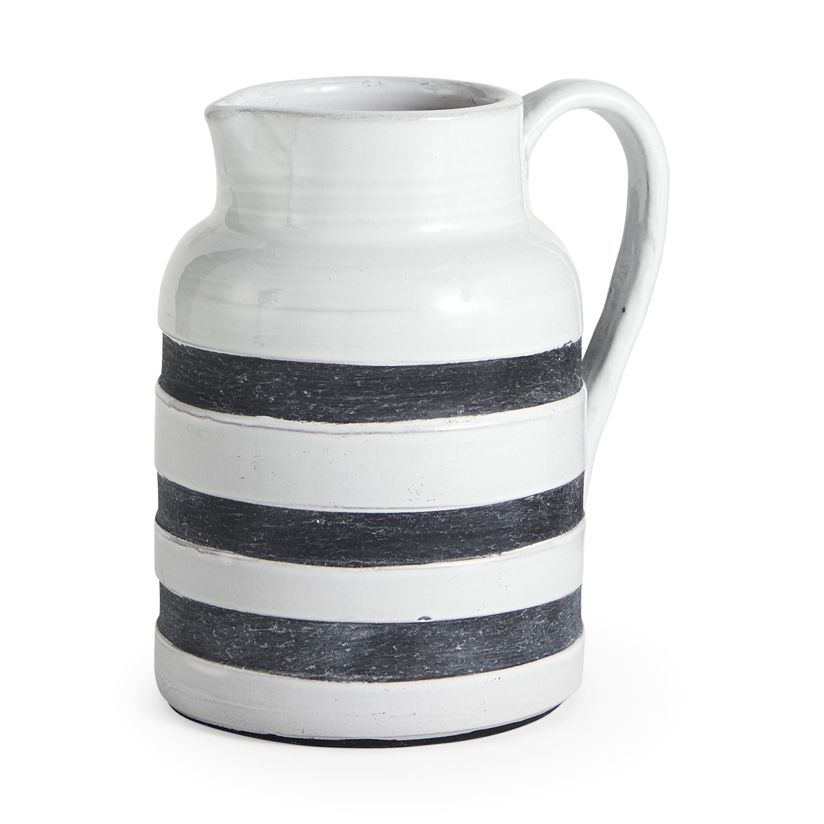 Picture of HomeRoots 392203 9 in. Rustic Stripe Ceramic Jug&#44; White & Blue