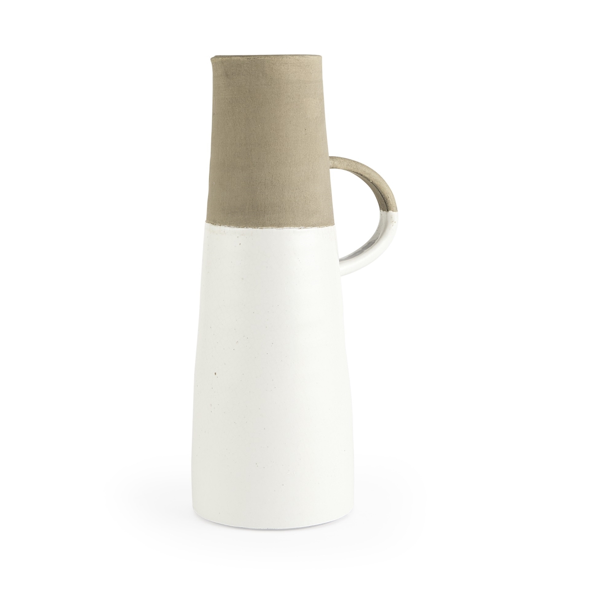 16 in. Rustic Organic Decorative Jug, White & Natural