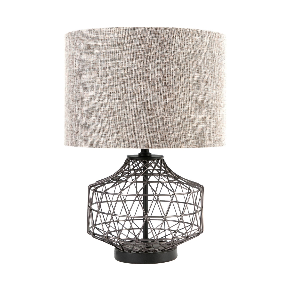 Metal Basket Design Table or Desk Lamp, Grey