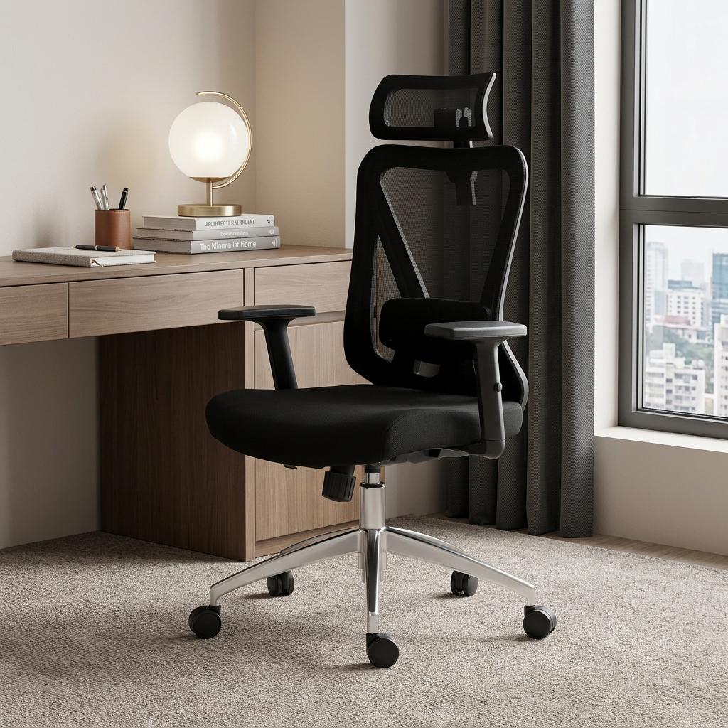 724189 Black & Silver Adjustable Height Swivel Rolling Office Chair