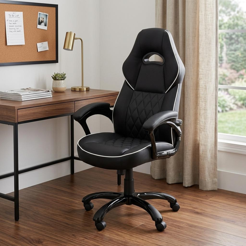 724192 Black Adjustable Height Swivel Rolling Executive Office Chair