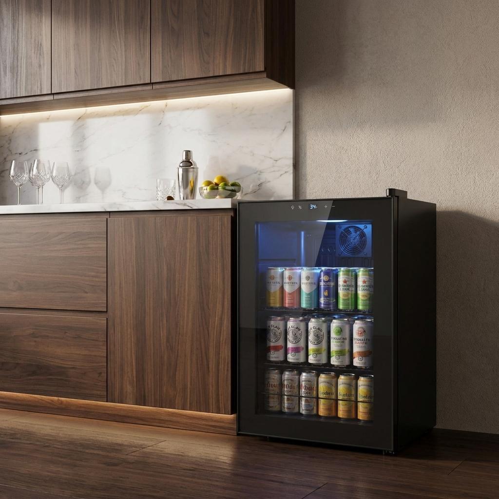 755336 20 x 17 in. Clear & Black Metal Single Compartment Can Beverage Refrigerator