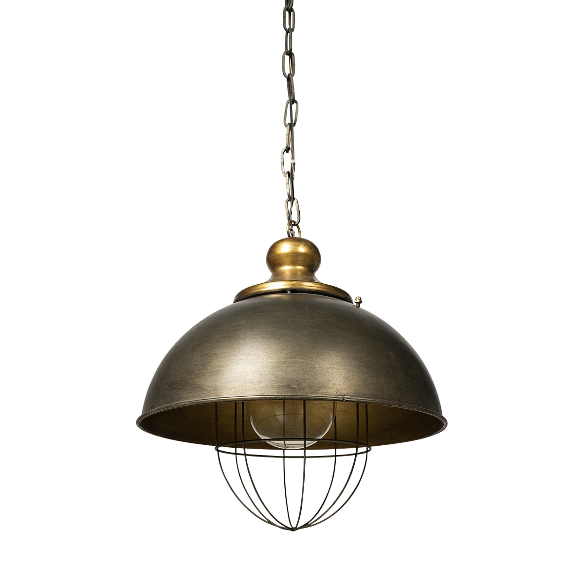 Picture of HomeRoots 392836 17 x 16.25 x 16.25 in. Rustic Gold Ton Metal Dome Hanging Light