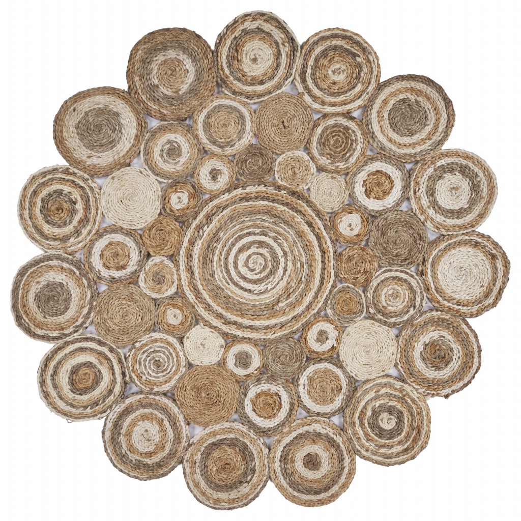 394211 48 x 48 in. Multi-toned Intricate Circle Natural Jute Area Rug