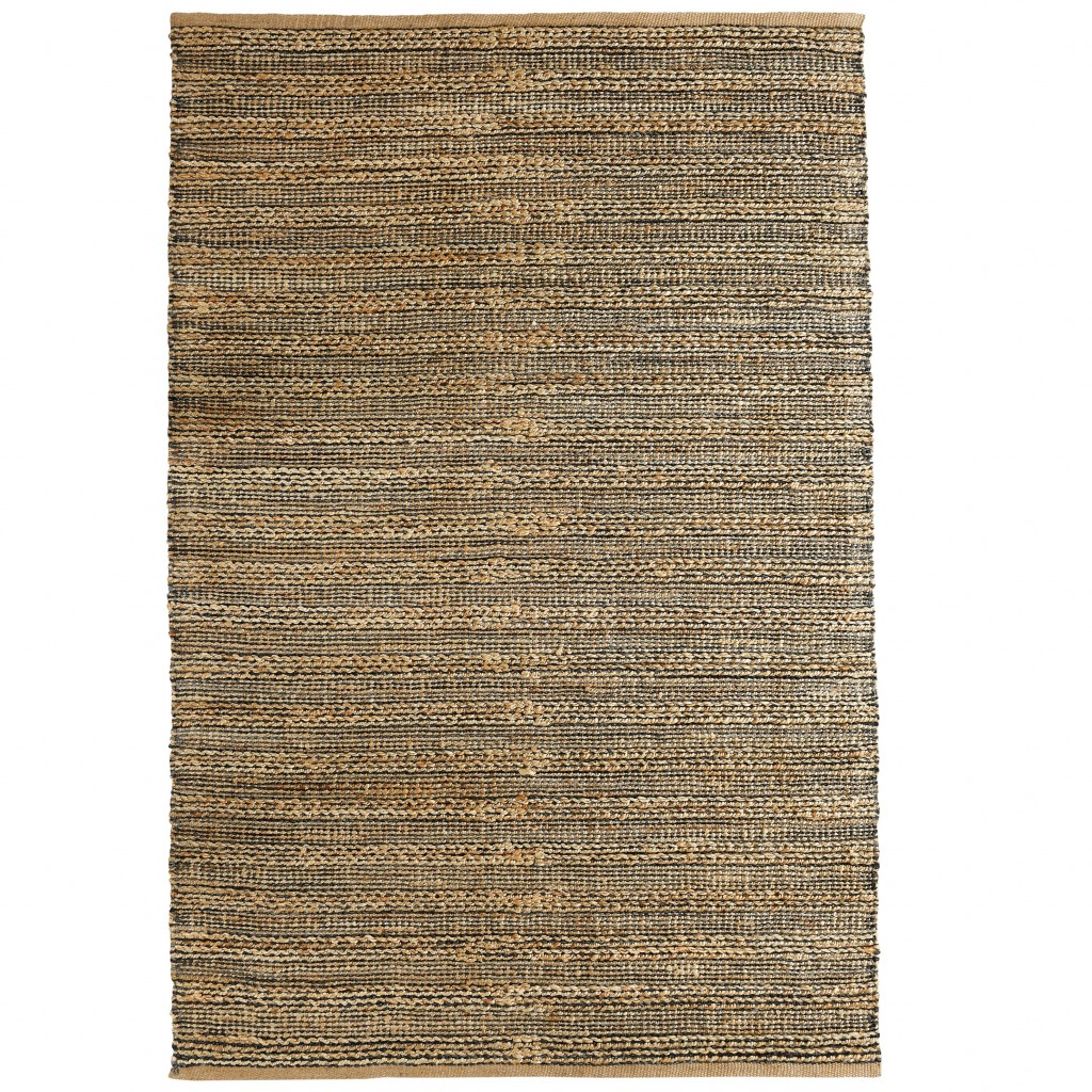 8 x 10 ft. Gray & Natural Braided Striped Area Rug