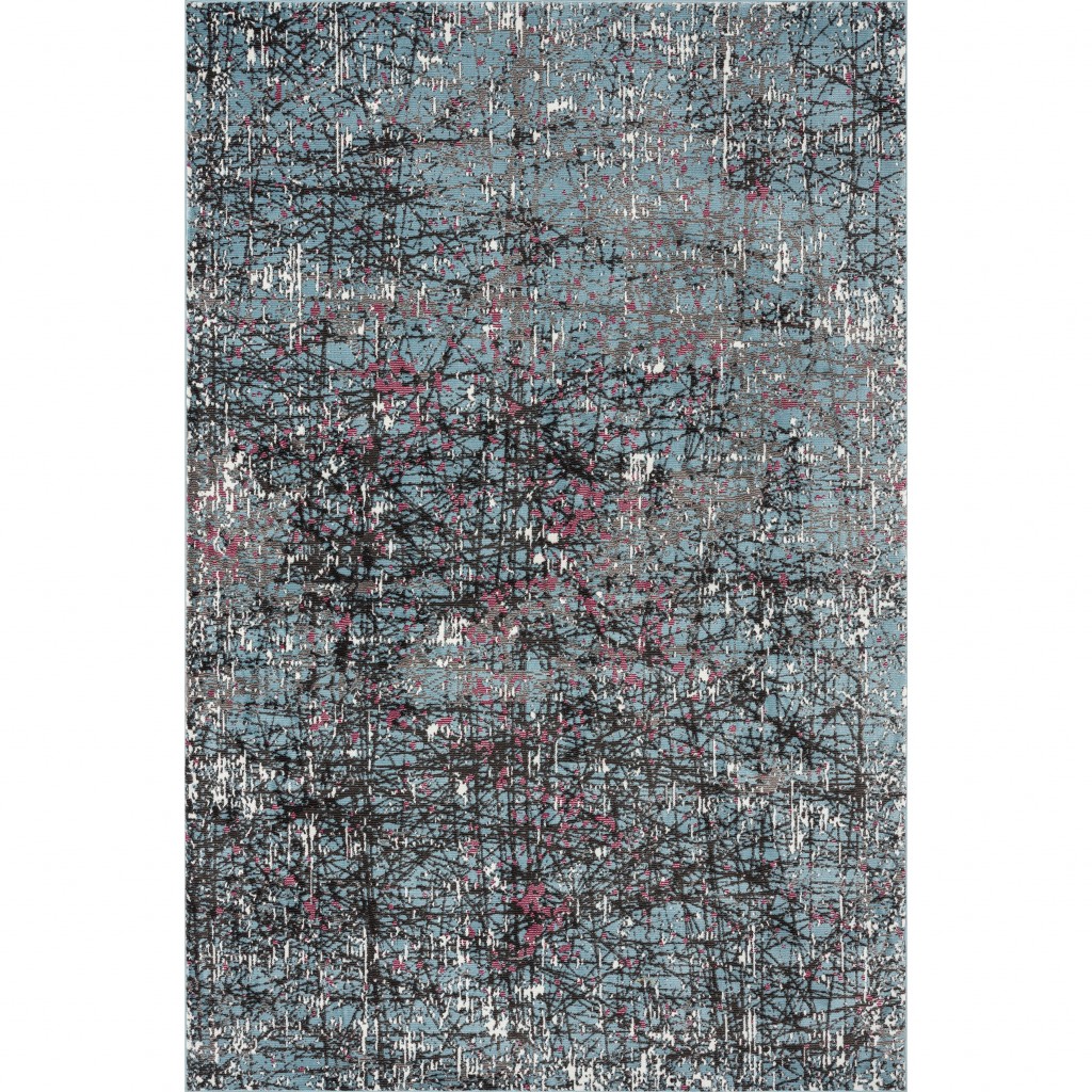 8 x 10 ft. Blue Chaotic Strokes Area Rug - Blue - 8' x 10'