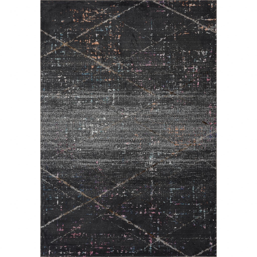 5 x 8 ft. Distressed Black Abstract Area Rug