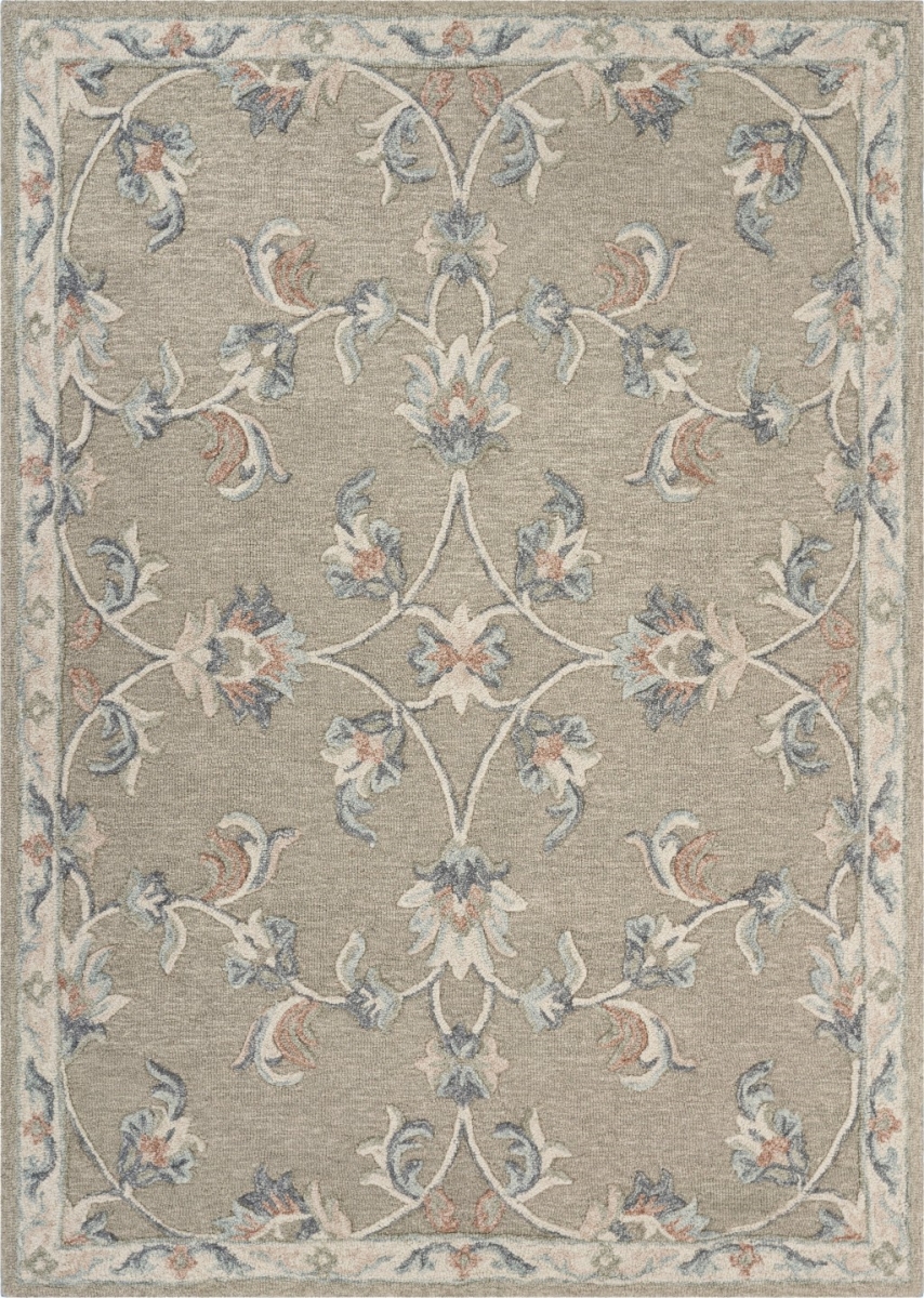 Filigree Rectangle Area Rug - Sage & Cream - 5 x 7 ft.